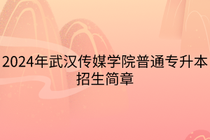 2024年武汉传媒学院普通专升本招生简章(1)