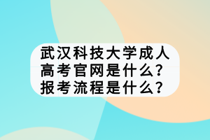 武汉科技大学成人高考官网是什么？报考流程是什么？